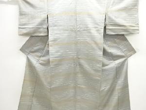 アンティーク　横段織り出し手織り紬単衣着物